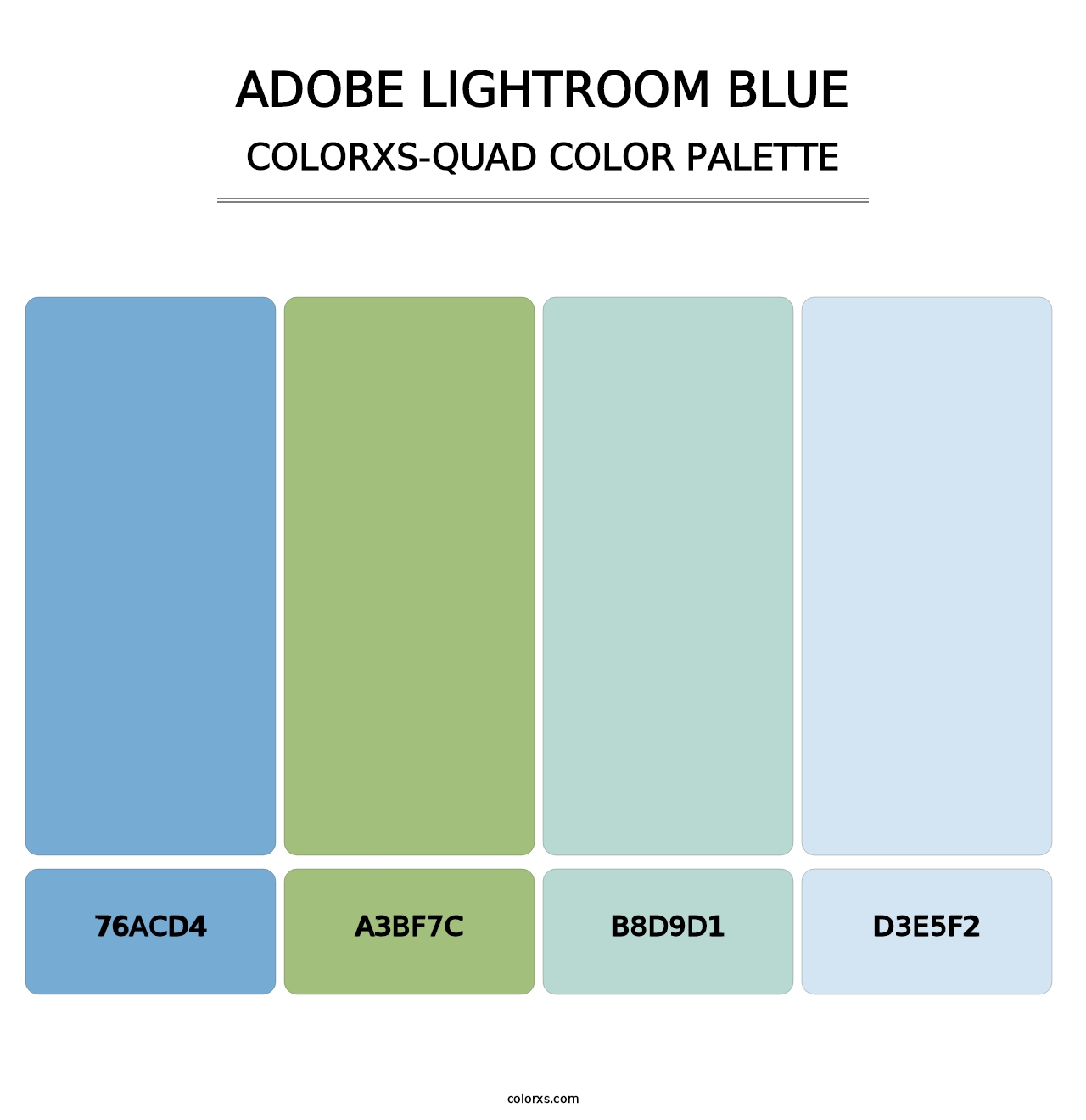 Adobe Lightroom Blue - Colorxs Quad Palette