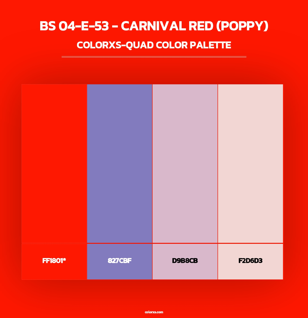 BS 04-E-53 - Carnival Red (Poppy) - Colorxs Quad Palette