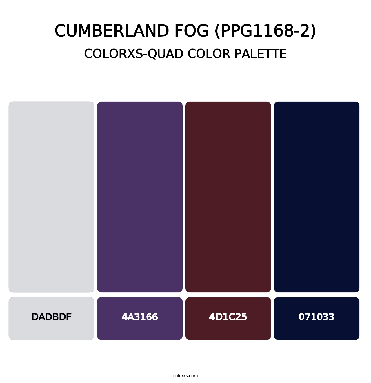 Cumberland Fog (PPG1168-2) - Colorxs Quad Palette