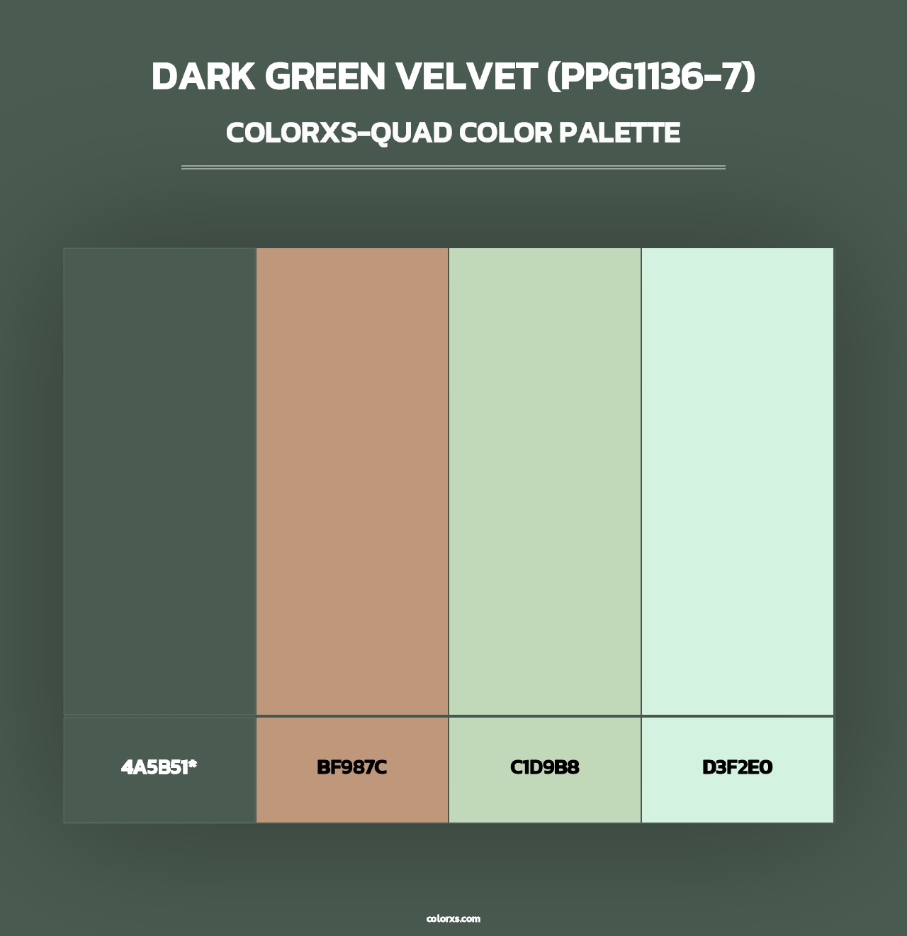 Dark Green Velvet (PPG1136-7) - Colorxs Quad Palette