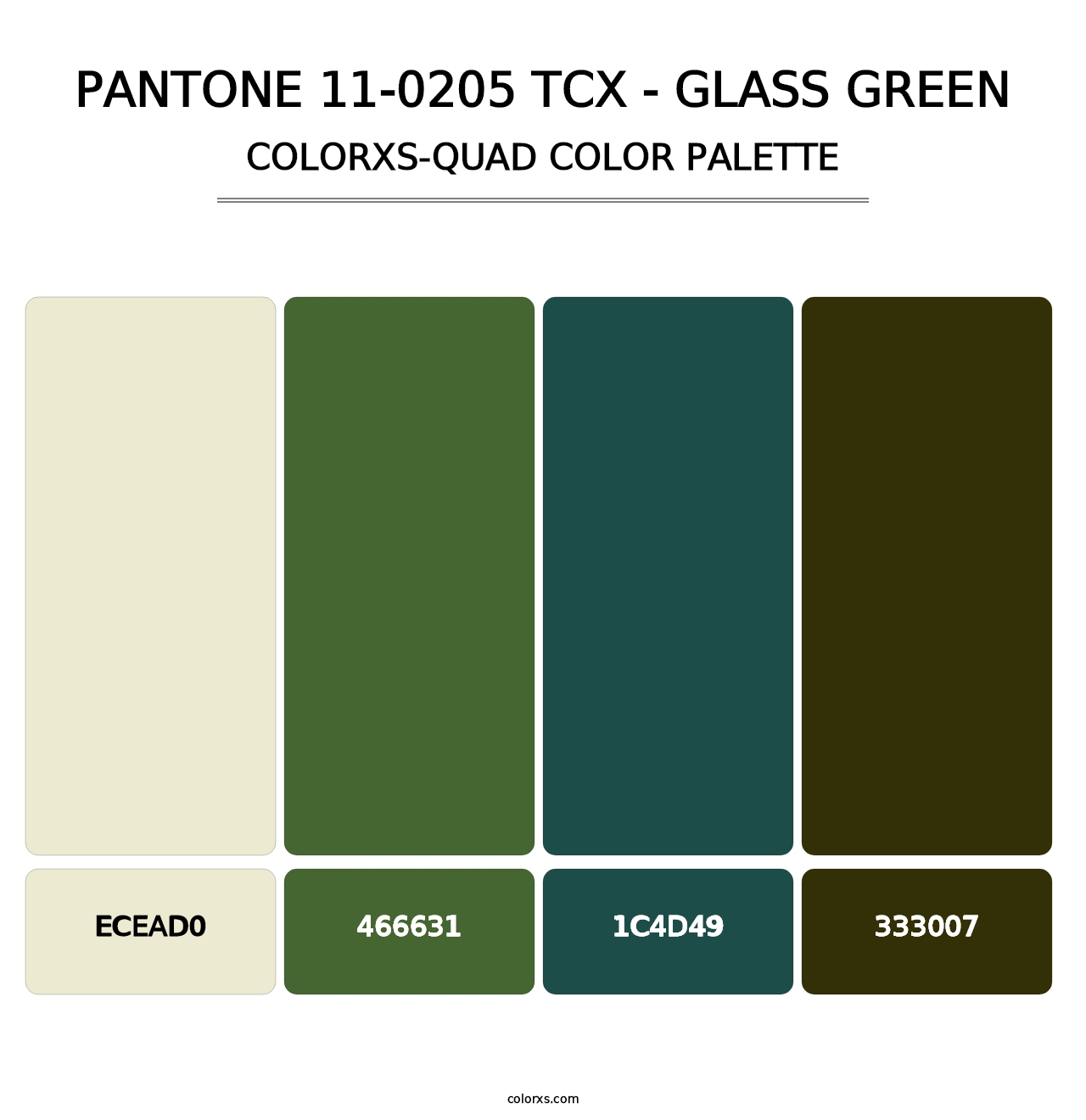 PANTONE 11-0205 TCX - Glass Green - Colorxs Quad Palette