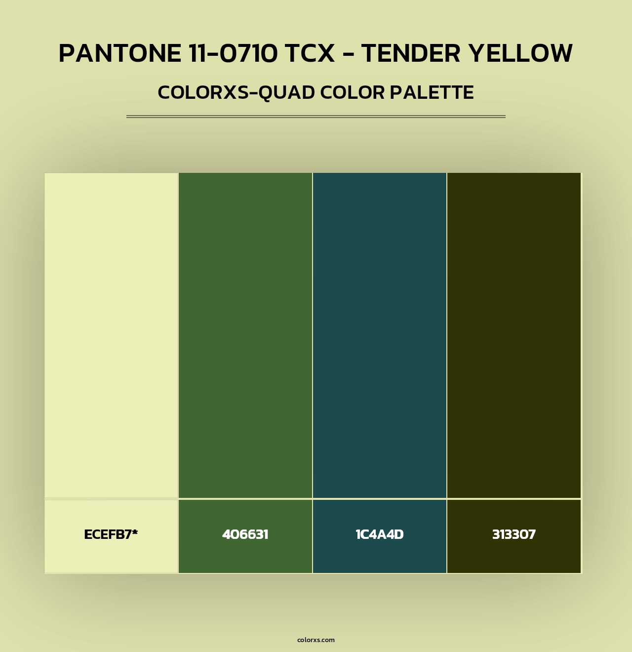 PANTONE 11-0710 TCX - Tender Yellow - Colorxs Quad Palette