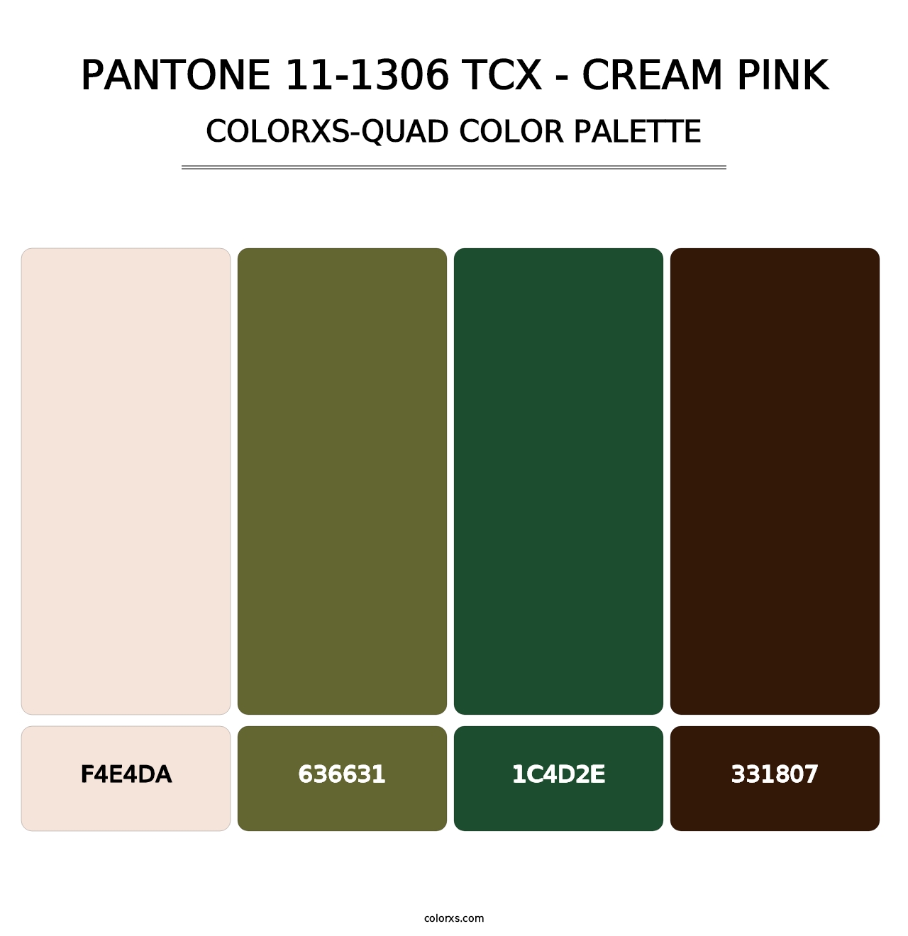 PANTONE 11-1306 TCX - Cream Pink - Colorxs Quad Palette