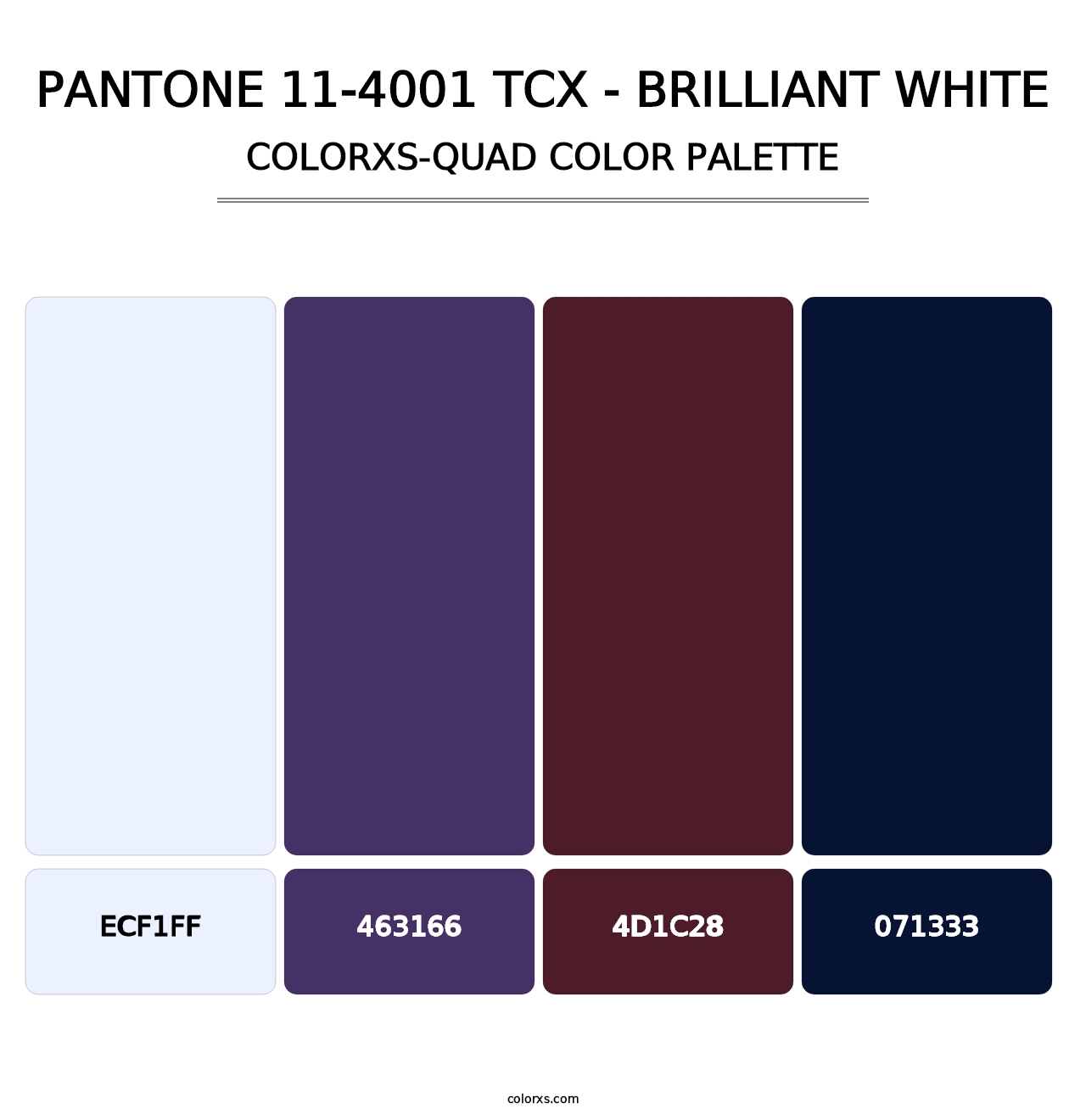 PANTONE 11-4001 TCX - Brilliant White - Colorxs Quad Palette