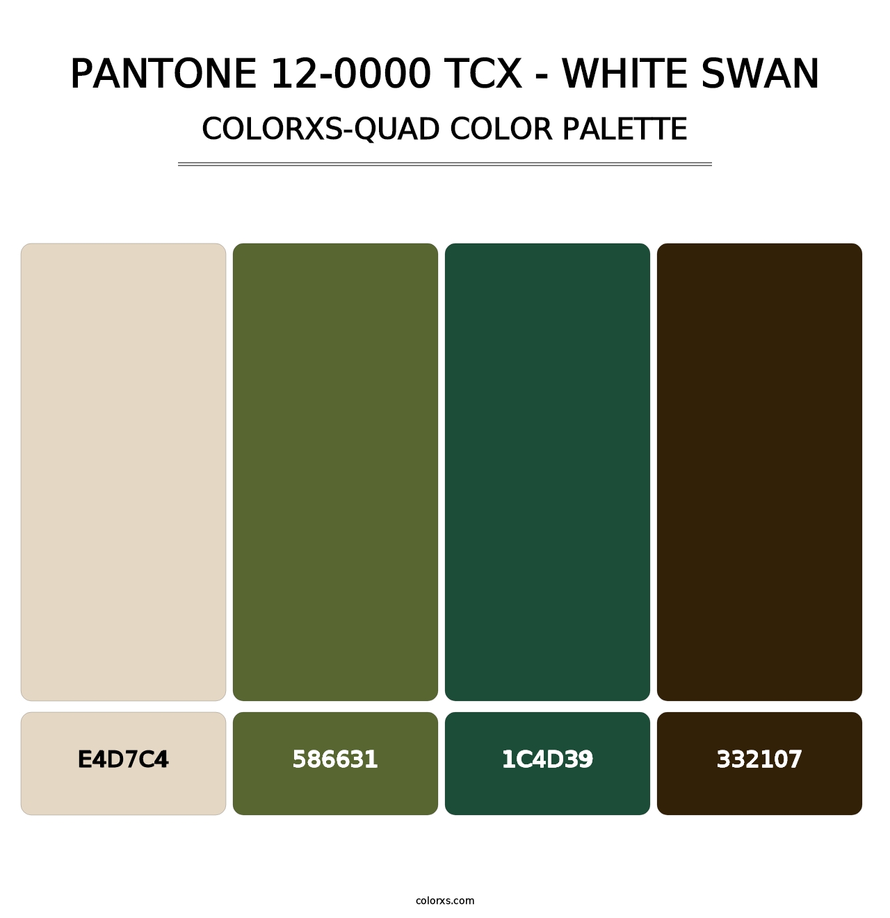 PANTONE 12-0000 TCX - White Swan - Colorxs Quad Palette