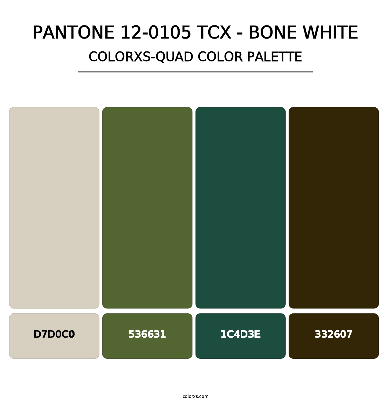PANTONE 12-0105 TCX - Bone White - Colorxs Quad Palette