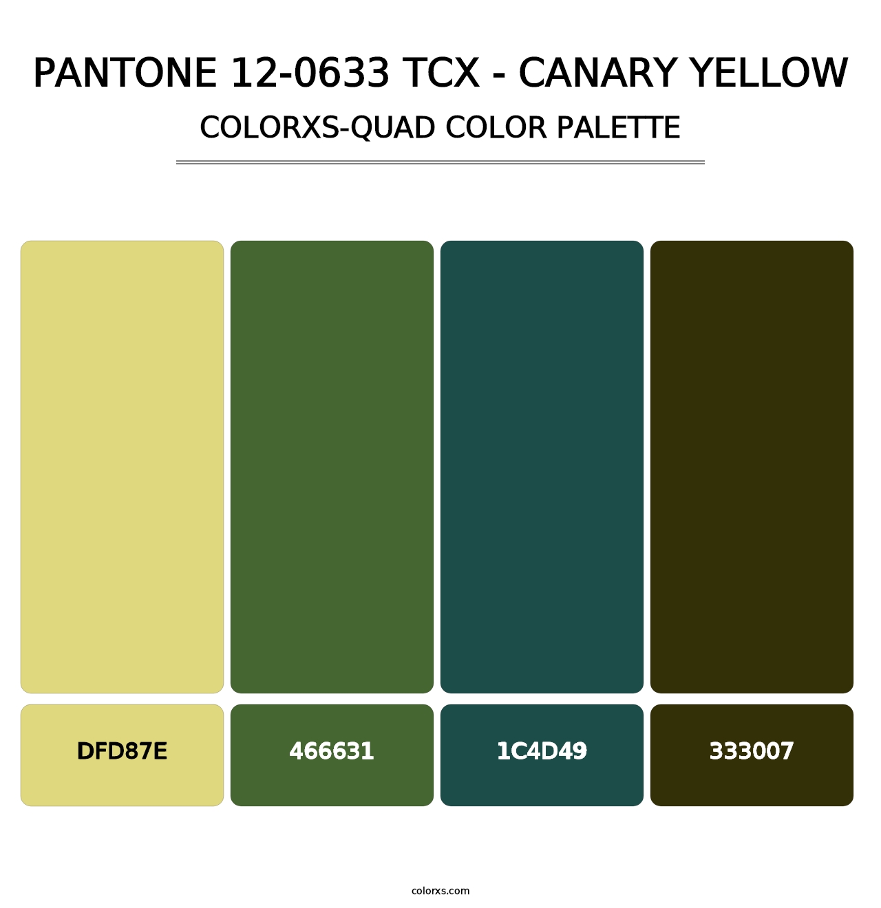 PANTONE 12-0633 TCX - Canary Yellow - Colorxs Quad Palette