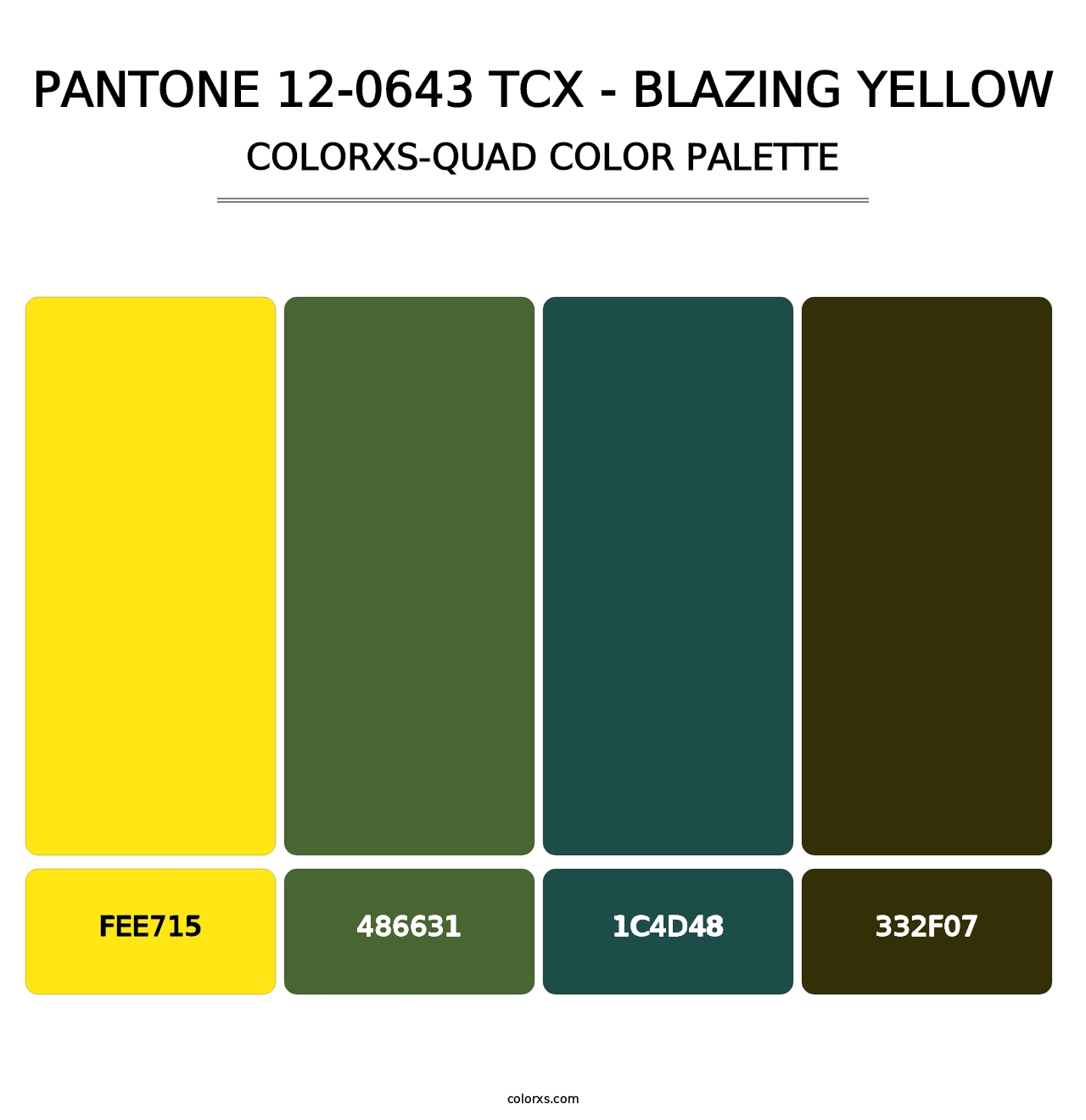 PANTONE 12-0643 TCX - Blazing Yellow - Colorxs Quad Palette