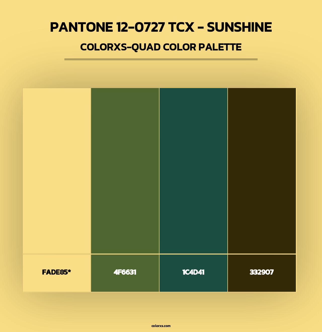 PANTONE 12-0727 TCX - Sunshine - Colorxs Quad Palette