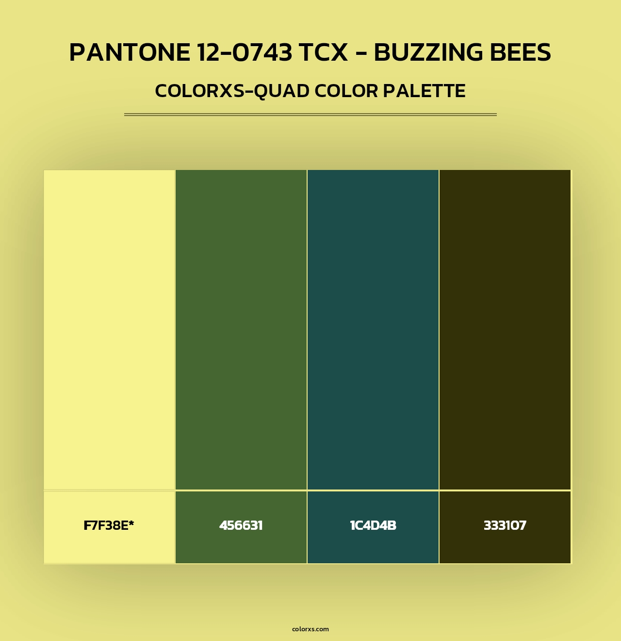 PANTONE 12-0743 TCX - Buzzing Bees - Colorxs Quad Palette