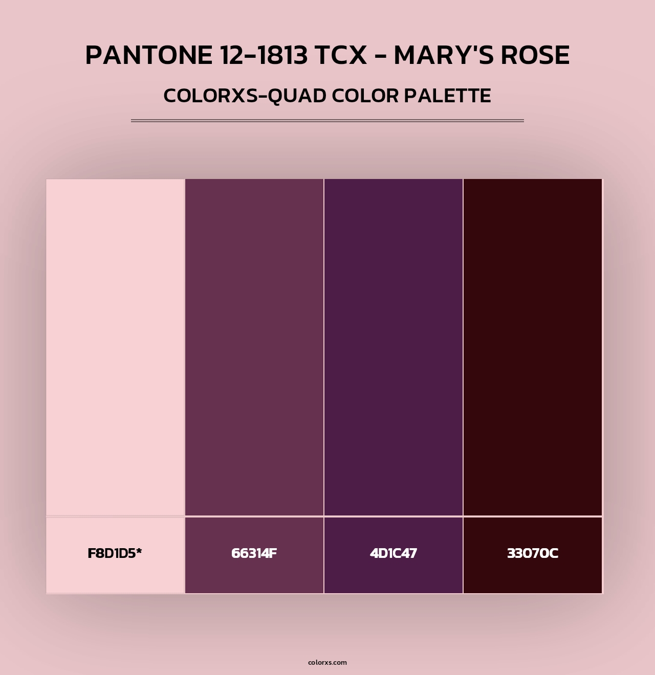 PANTONE 12-1813 TCX - Mary's Rose - Colorxs Quad Palette