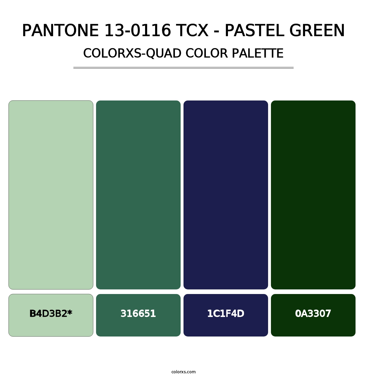 PANTONE 13-0116 TCX - Pastel Green - Colorxs Quad Palette