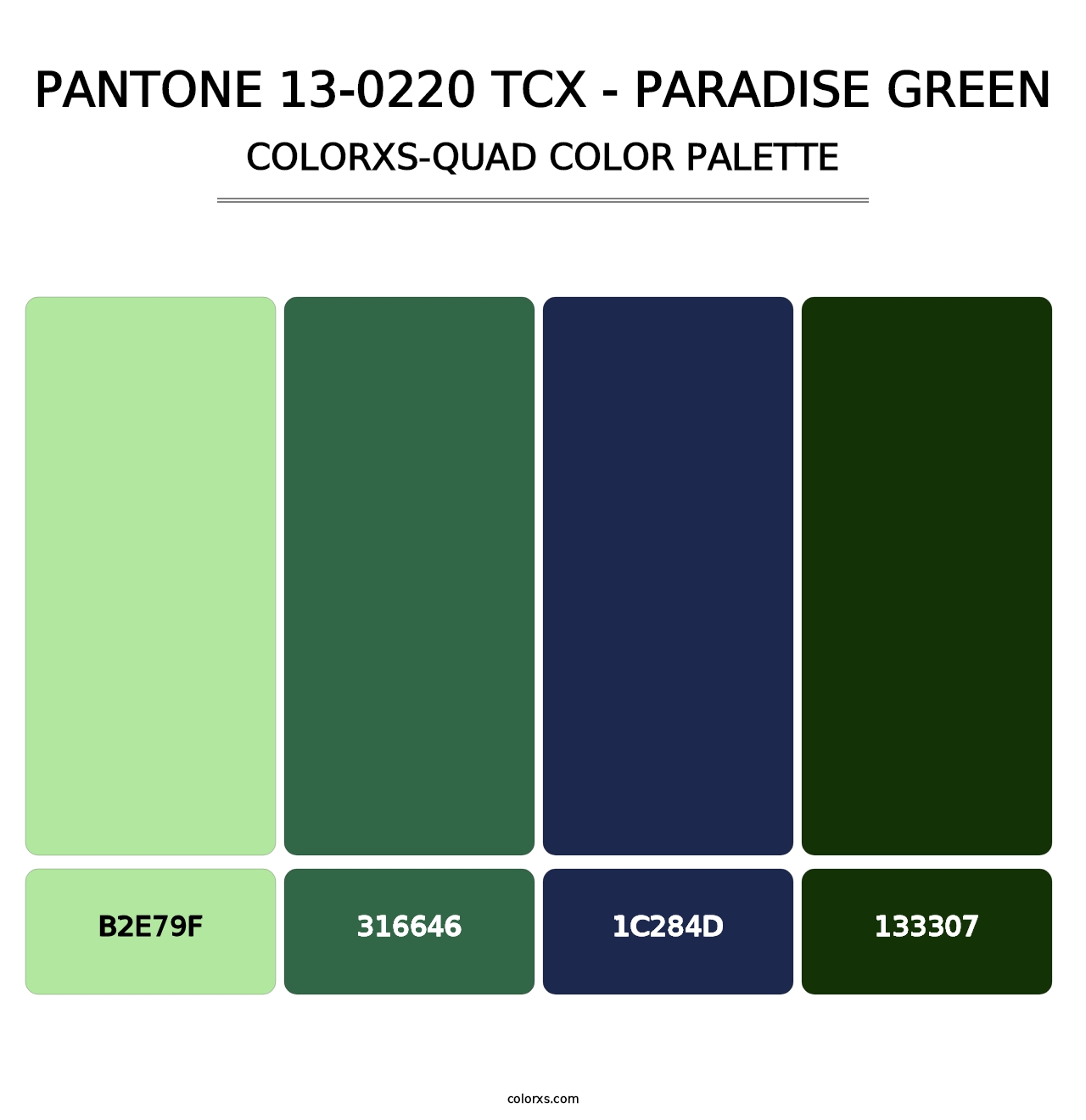 PANTONE 13-0220 TCX - Paradise Green - Colorxs Quad Palette