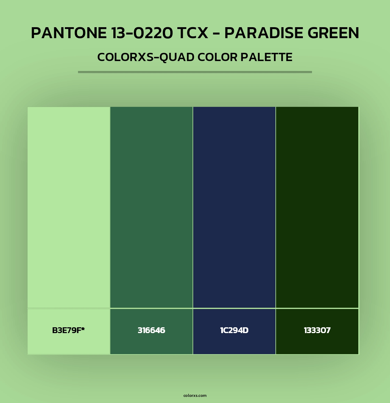 PANTONE 13-0220 TCX - Paradise Green - Colorxs Quad Palette