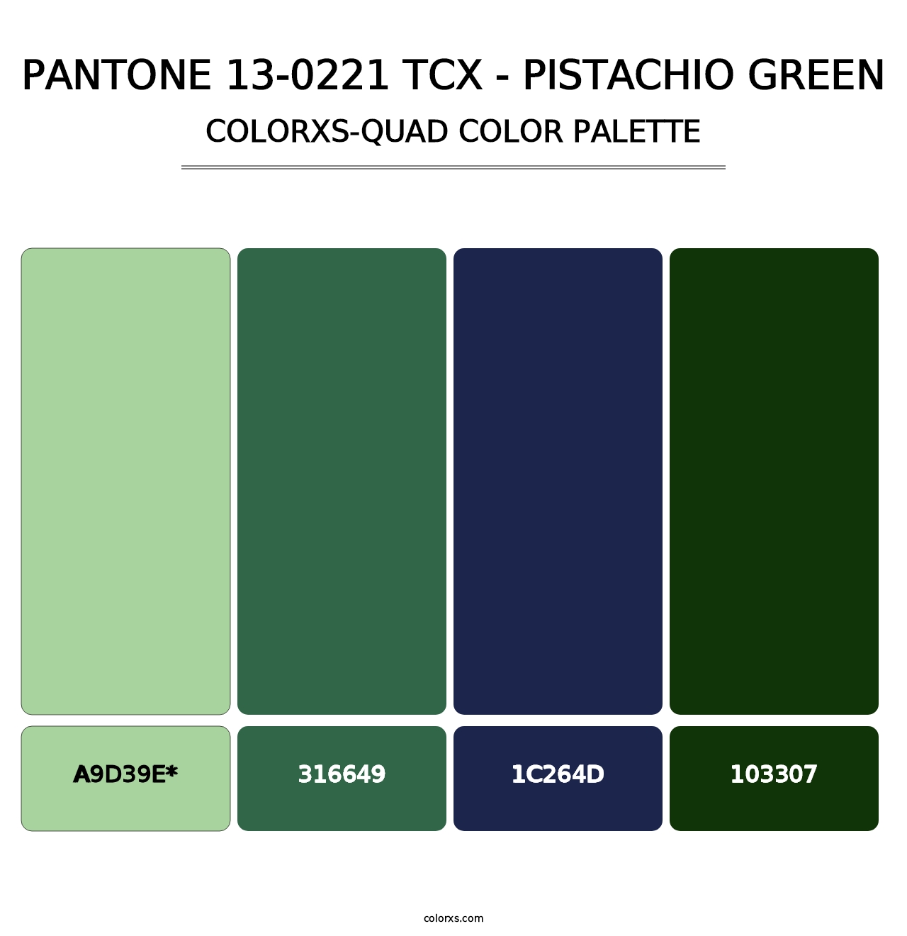 PANTONE 13-0221 TCX - Pistachio Green - Colorxs Quad Palette