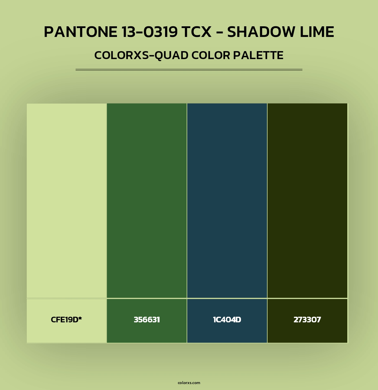 PANTONE 13-0319 TCX - Shadow Lime - Colorxs Quad Palette