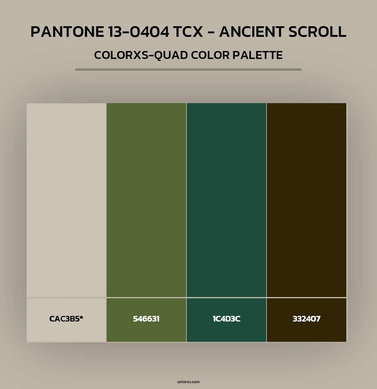 PANTONE 13-0404 TCX - Ancient Scroll - Colorxs Quad Palette