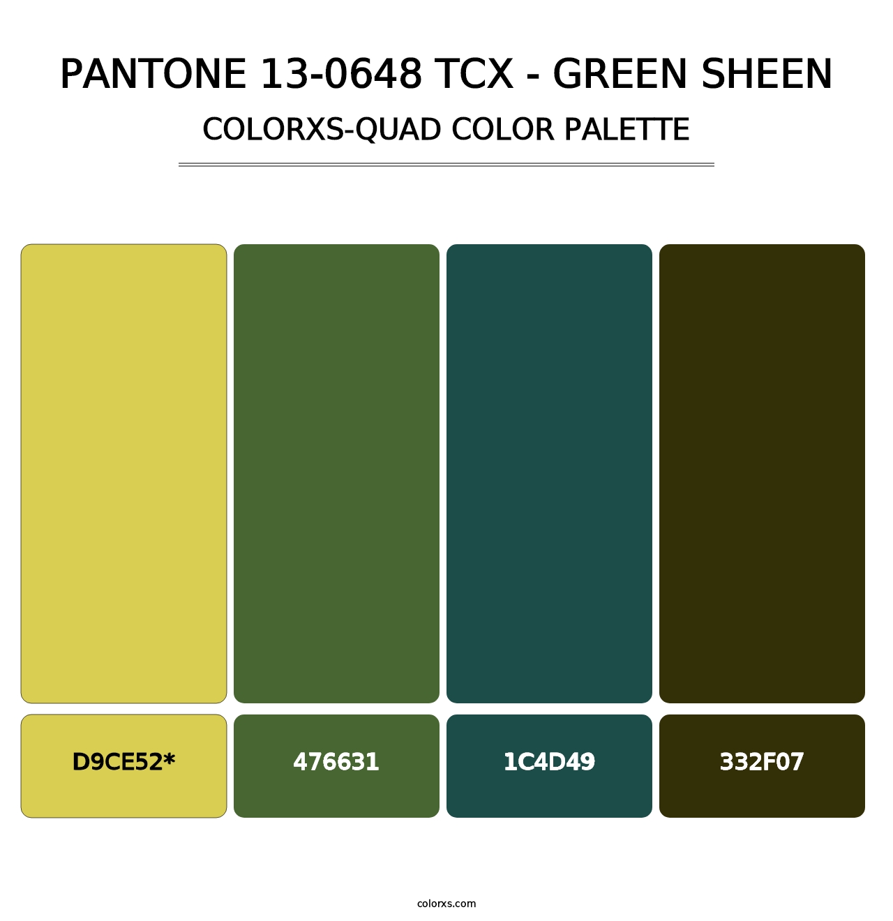 PANTONE 13-0648 TCX - Green Sheen - Colorxs Quad Palette