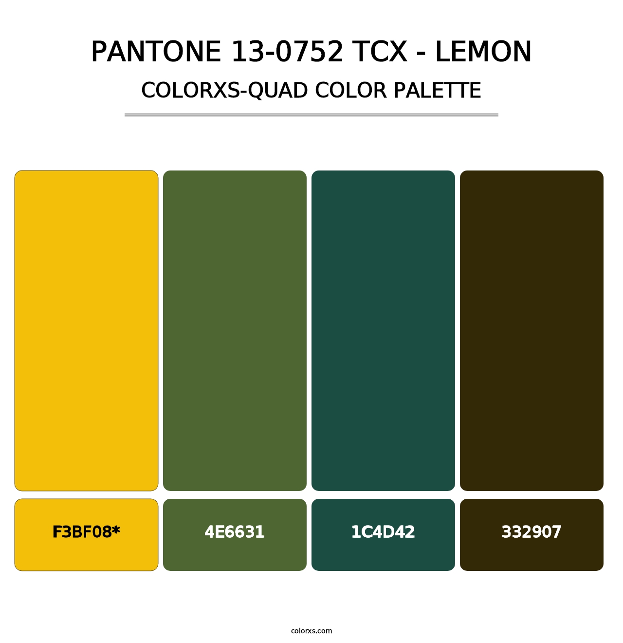 PANTONE 13-0752 TCX - Lemon - Colorxs Quad Palette