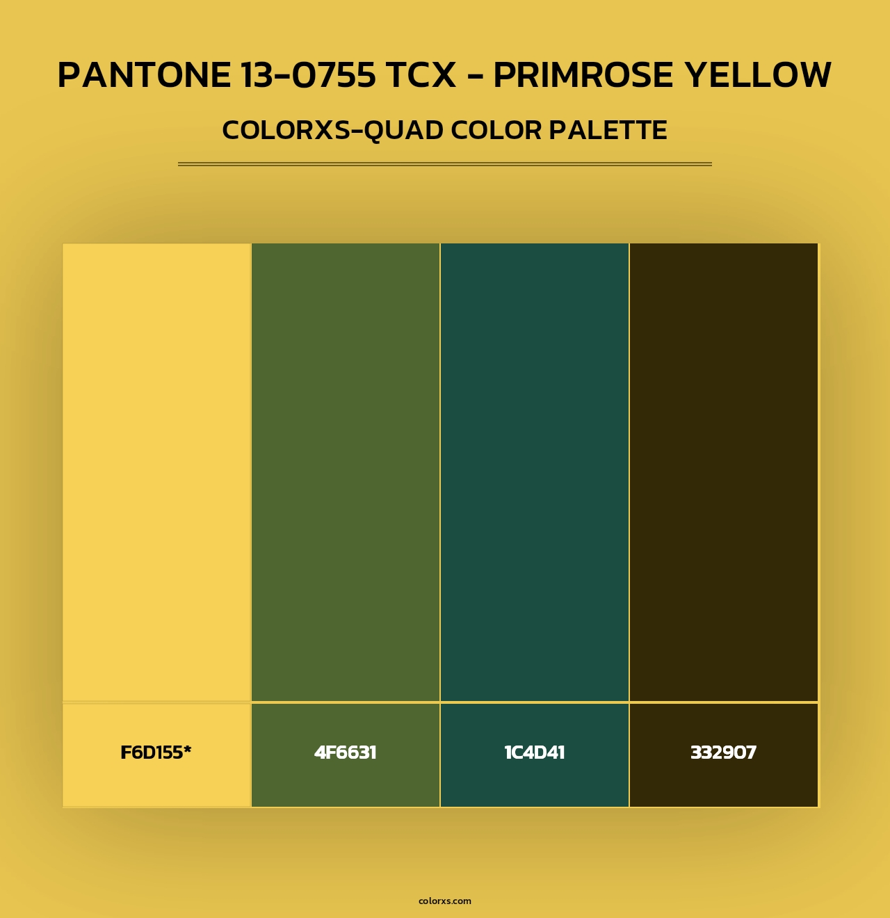 PANTONE 13-0755 TCX - Primrose Yellow - Colorxs Quad Palette