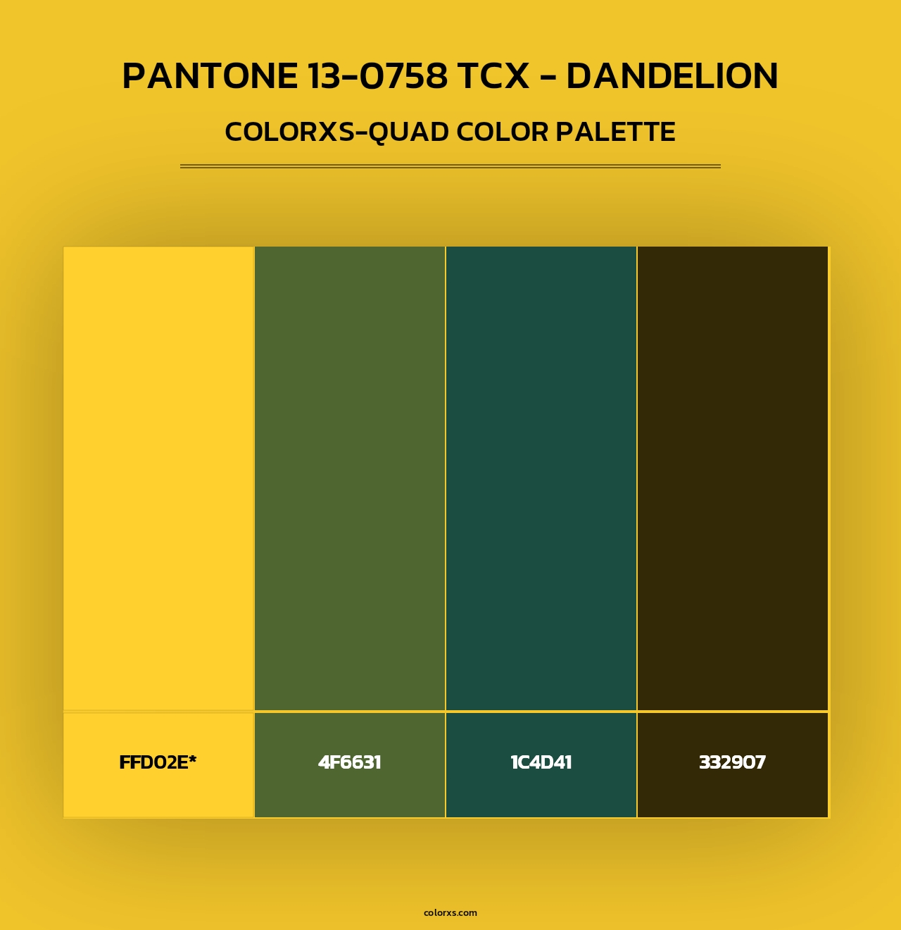 PANTONE 13-0758 TCX - Dandelion - Colorxs Quad Palette