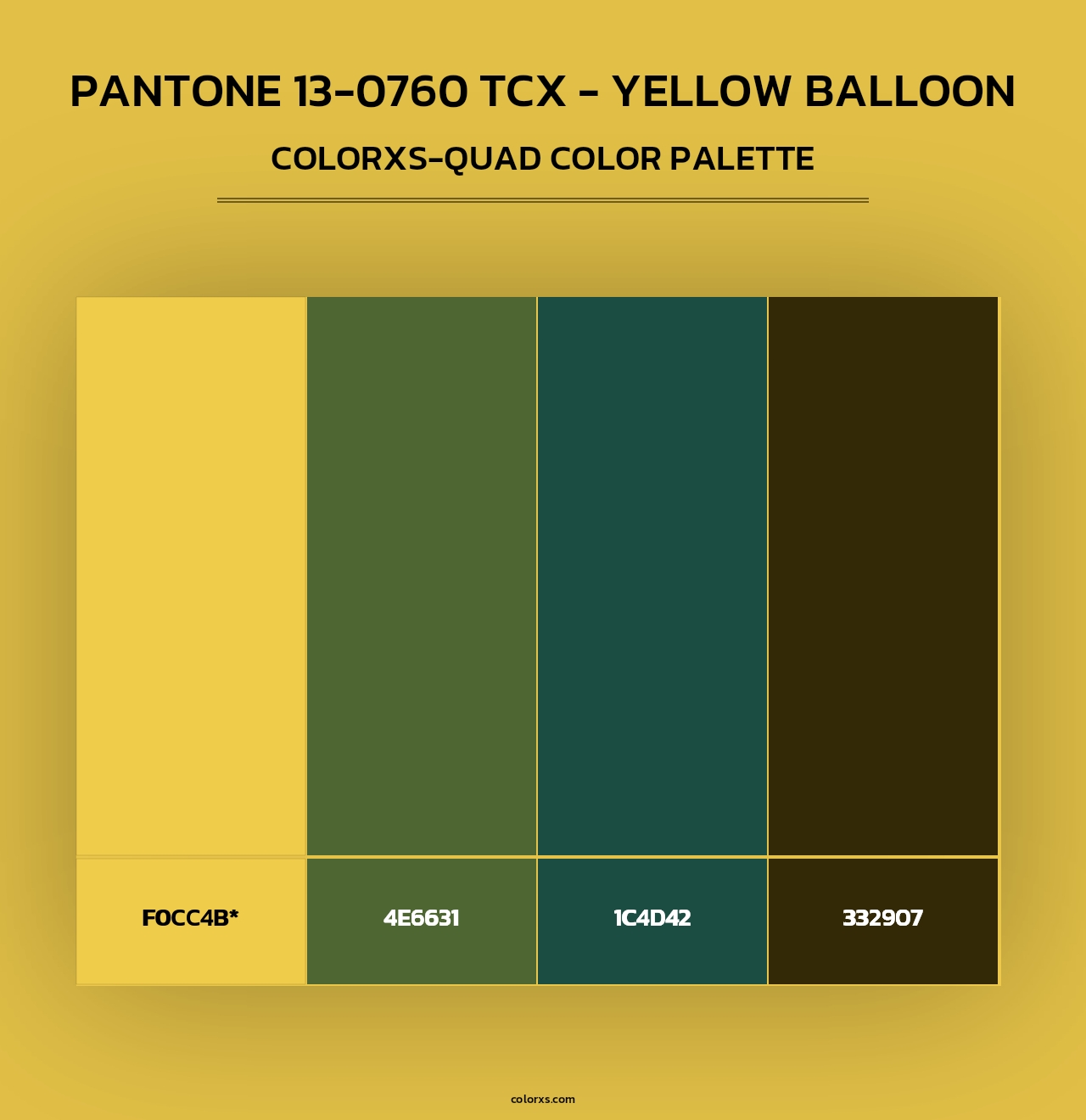 PANTONE 13-0760 TCX - Yellow Balloon - Colorxs Quad Palette