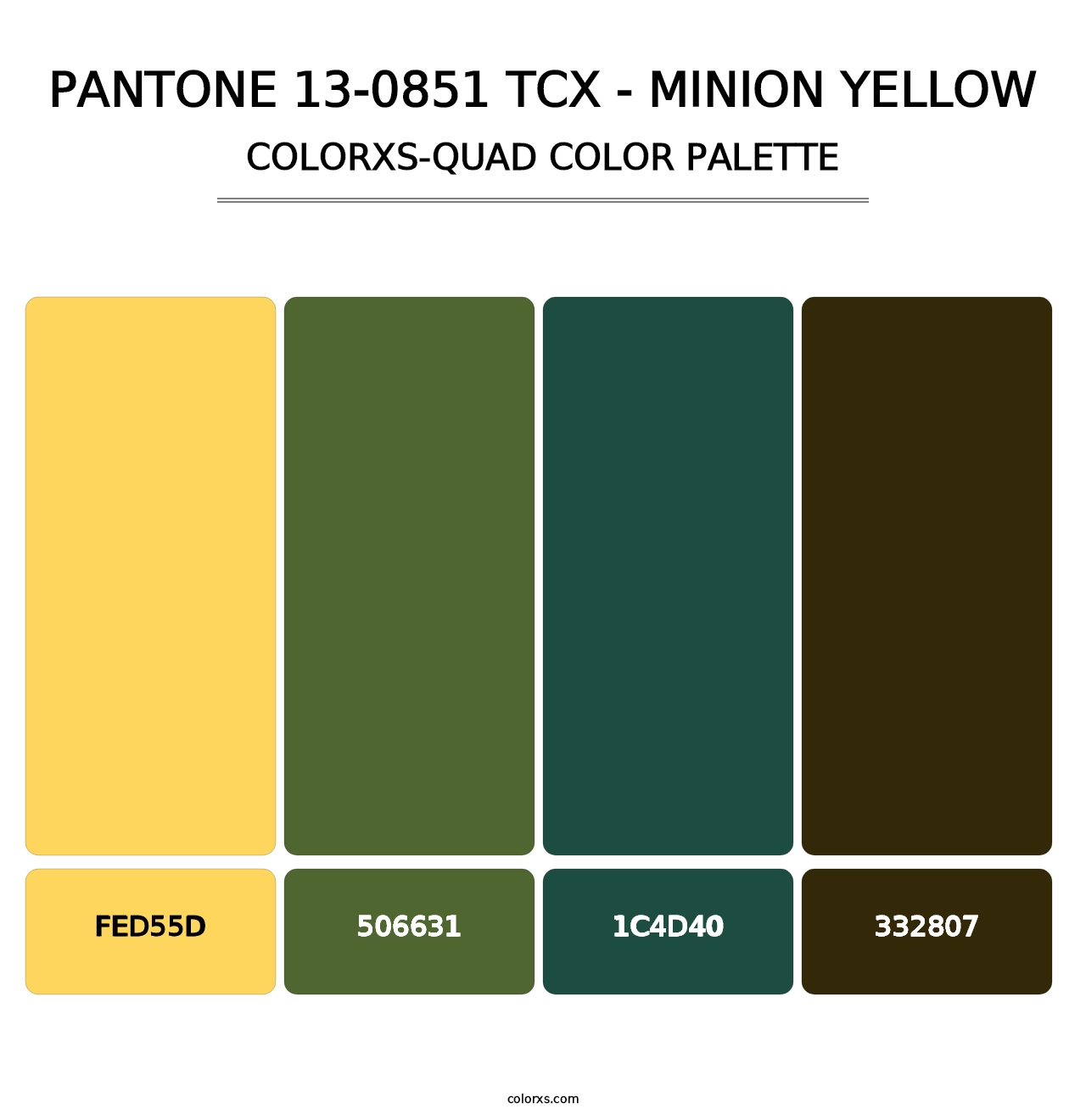 PANTONE 13-0851 TCX - Minion Yellow - Colorxs Quad Palette