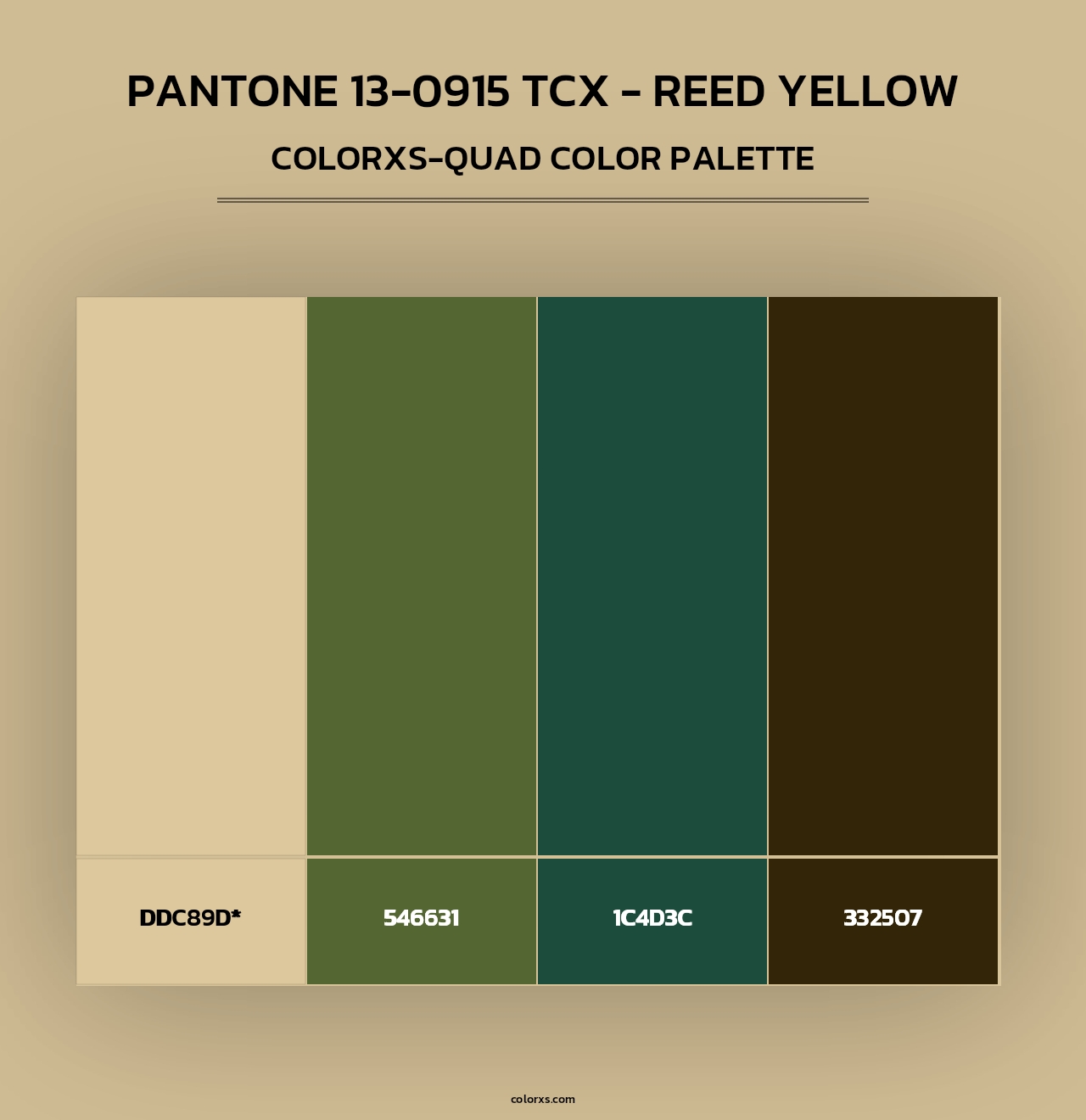 PANTONE 13-0915 TCX - Reed Yellow - Colorxs Quad Palette