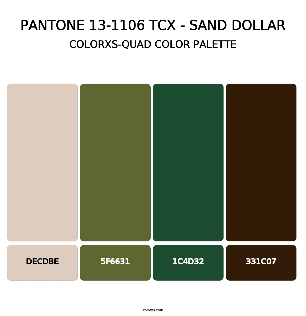 PANTONE 13-1106 TCX - Sand Dollar - Colorxs Quad Palette