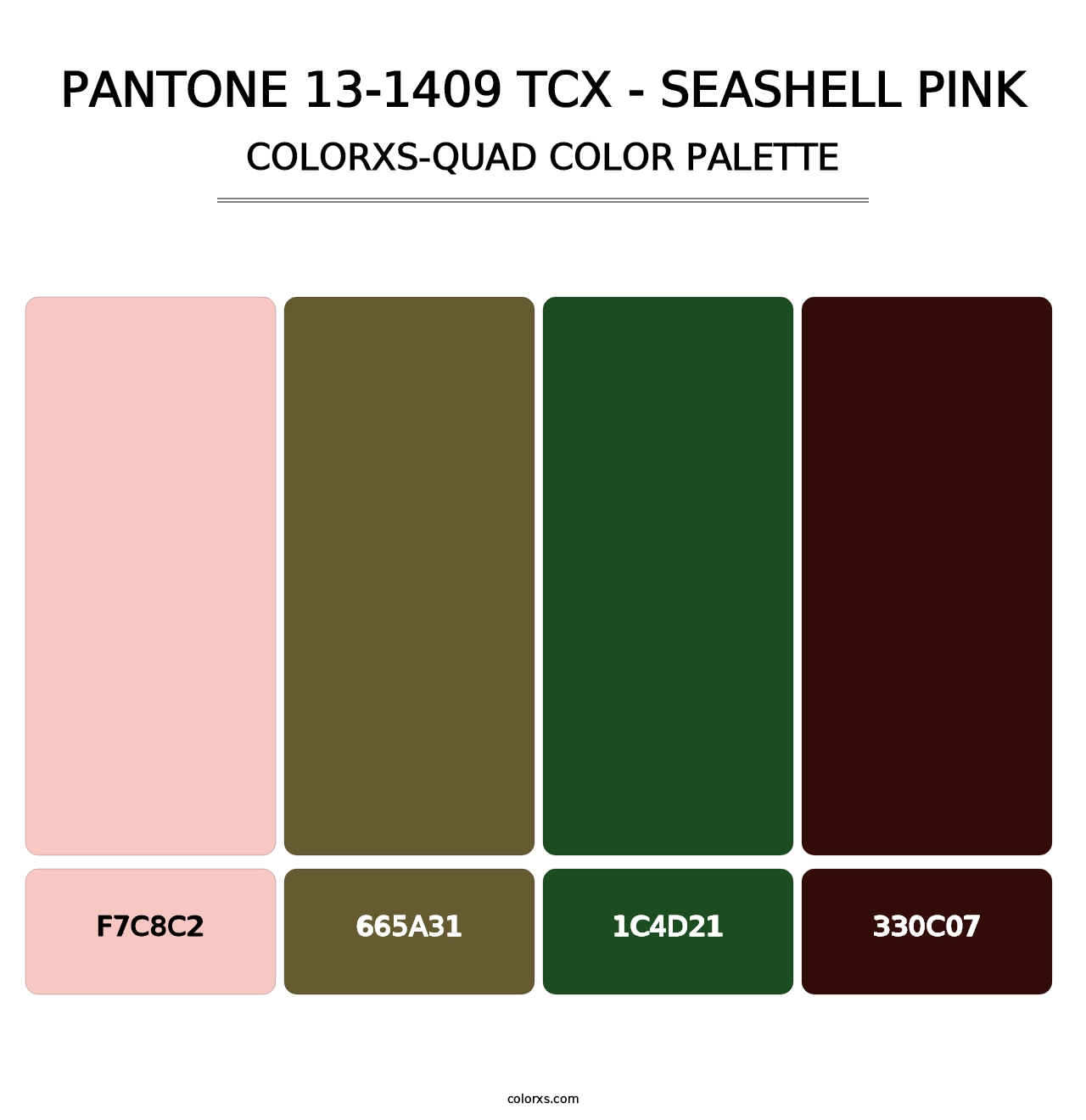 PANTONE 13-1409 TCX - Seashell Pink - Colorxs Quad Palette