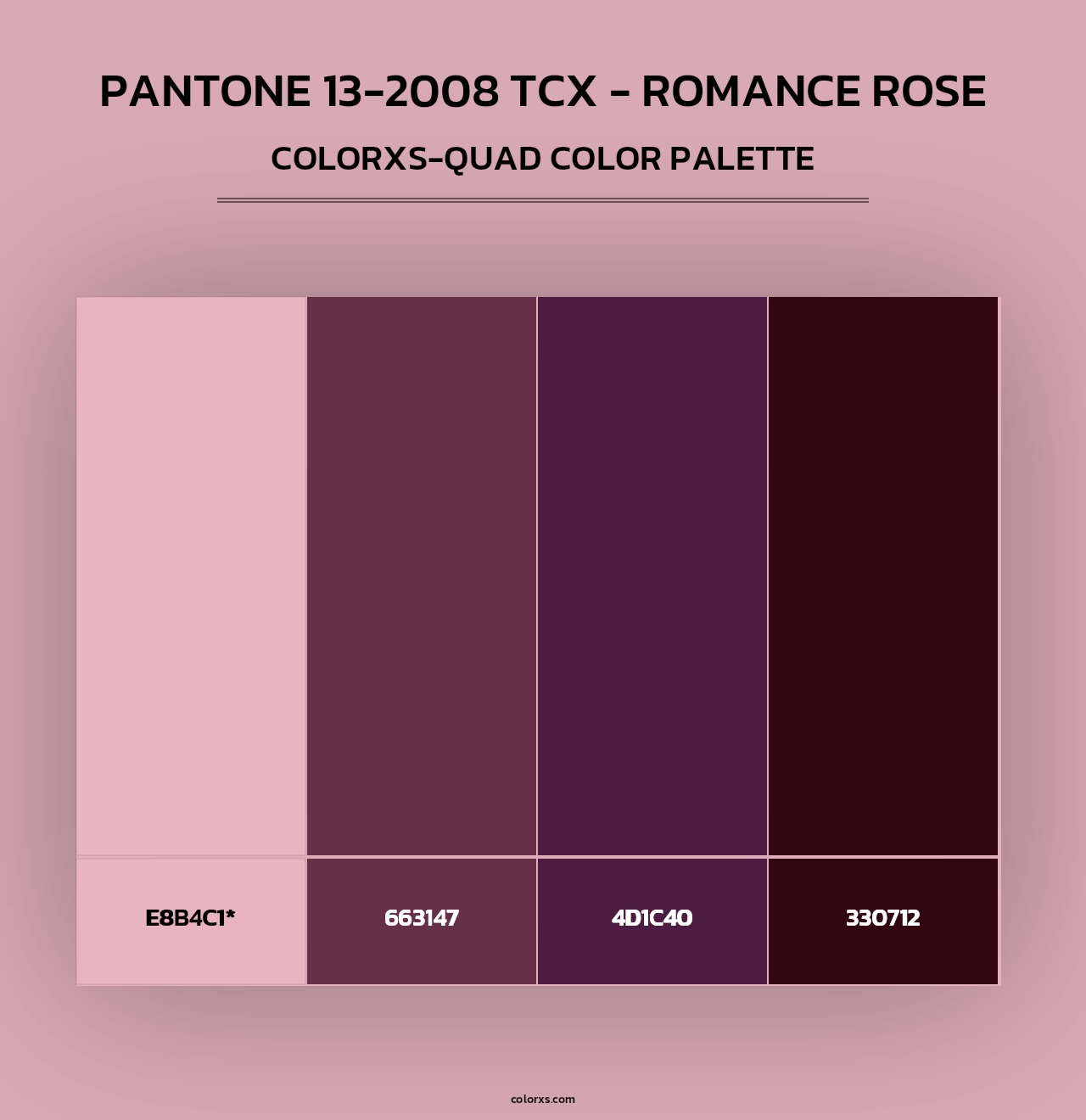 PANTONE 13-2008 TCX - Romance Rose - Colorxs Quad Palette