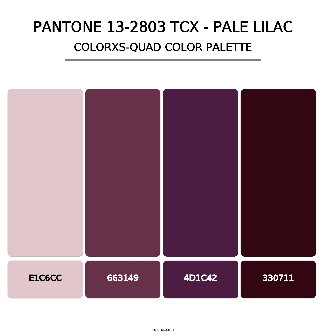 PANTONE 13-2803 TCX - Pale Lilac - Colorxs Quad Palette