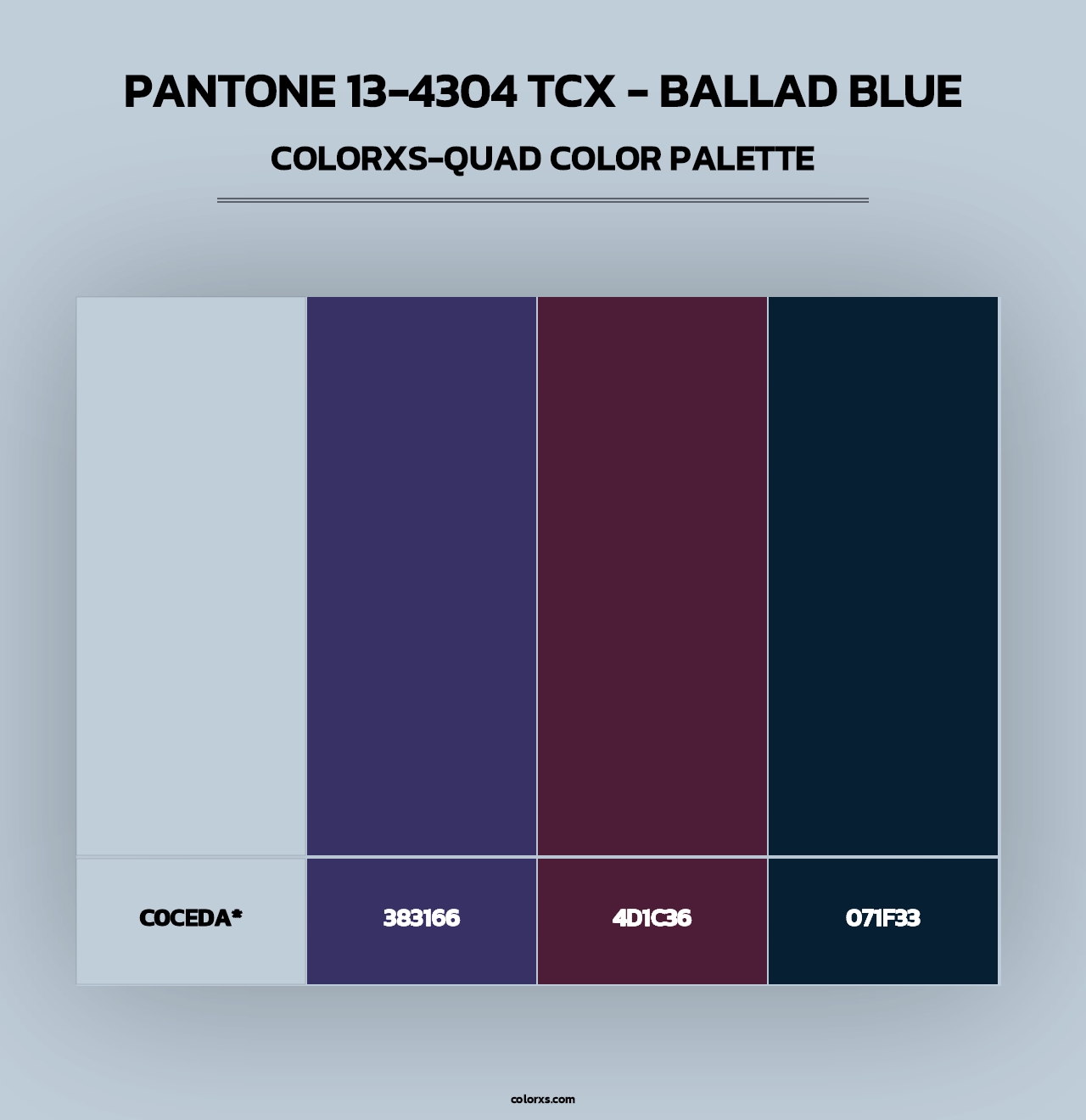 PANTONE 13-4304 TCX - Ballad Blue - Colorxs Quad Palette