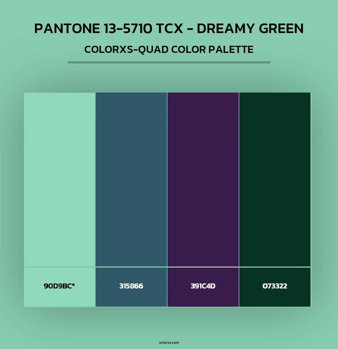PANTONE 13-5710 TCX - Dreamy Green - Colorxs Quad Palette