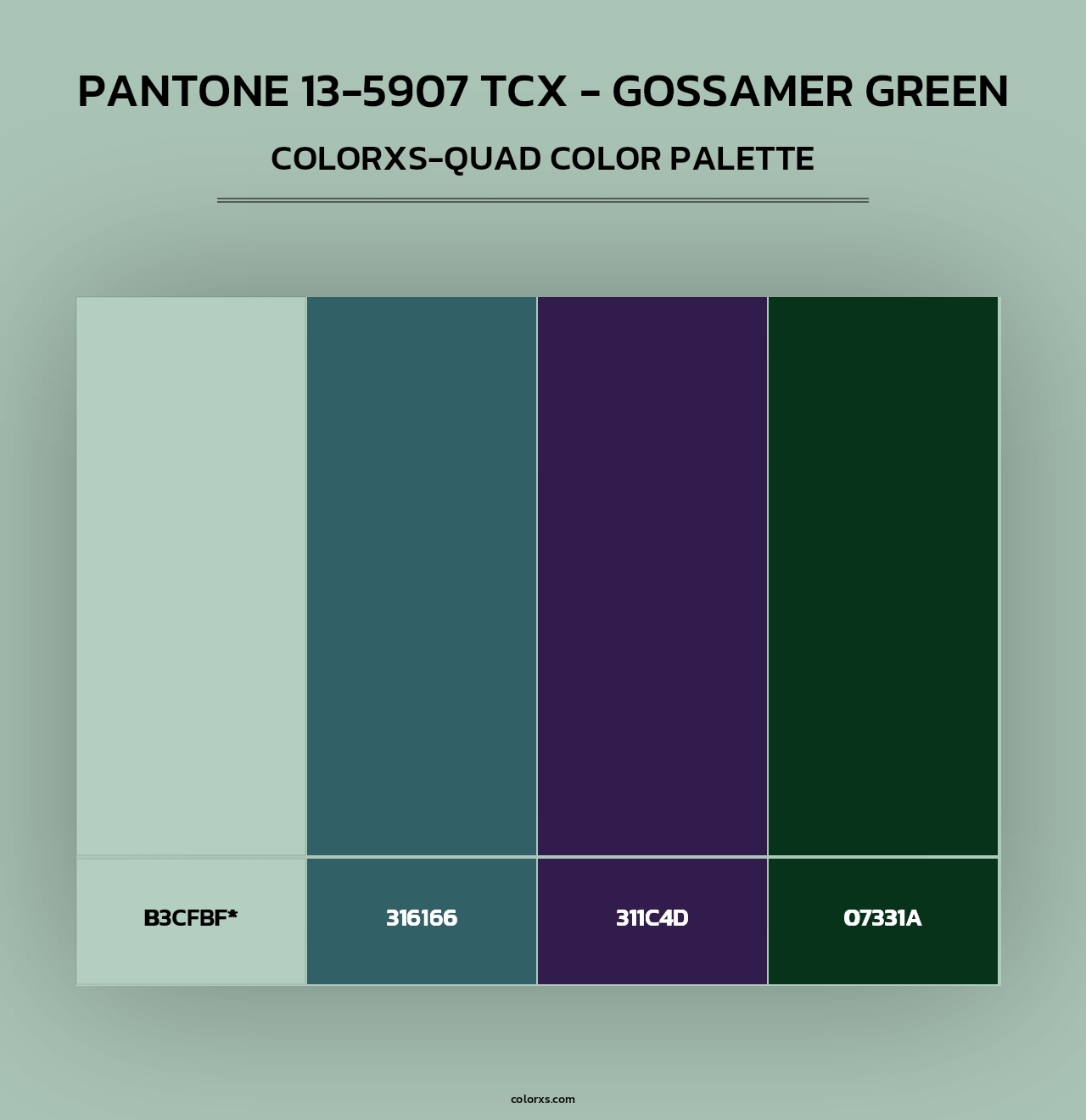 PANTONE 13-5907 TCX - Gossamer Green - Colorxs Quad Palette