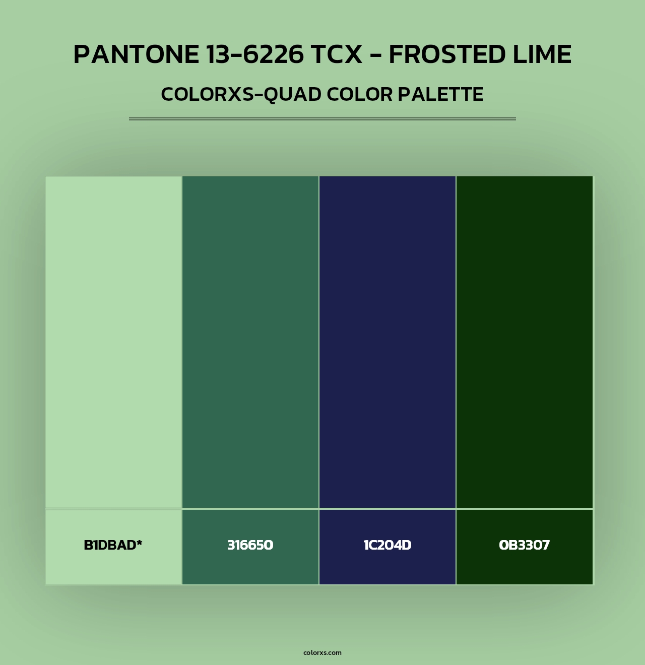 PANTONE 13-6226 TCX - Frosted Lime - Colorxs Quad Palette