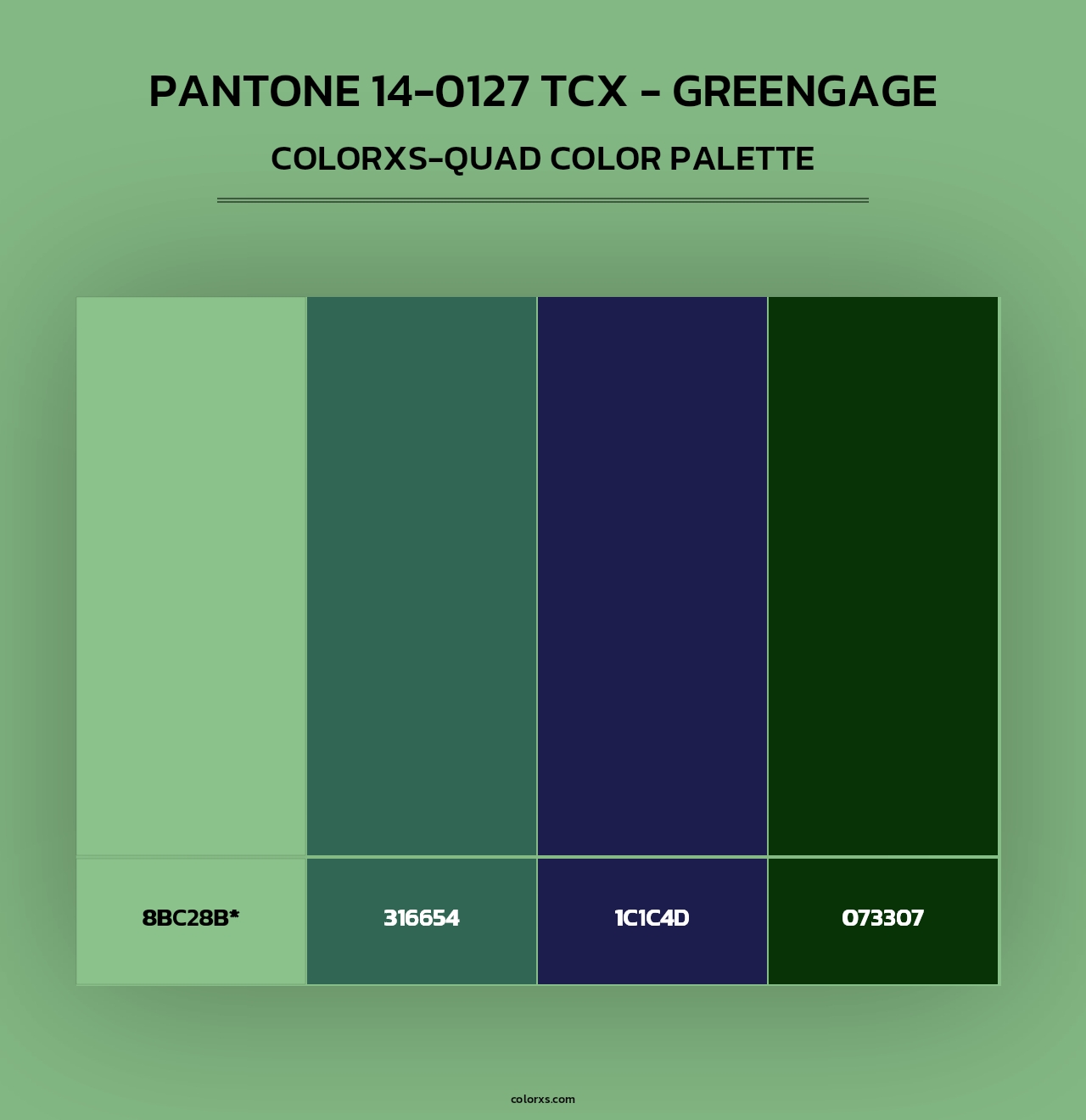 PANTONE 14-0127 TCX - Greengage - Colorxs Quad Palette