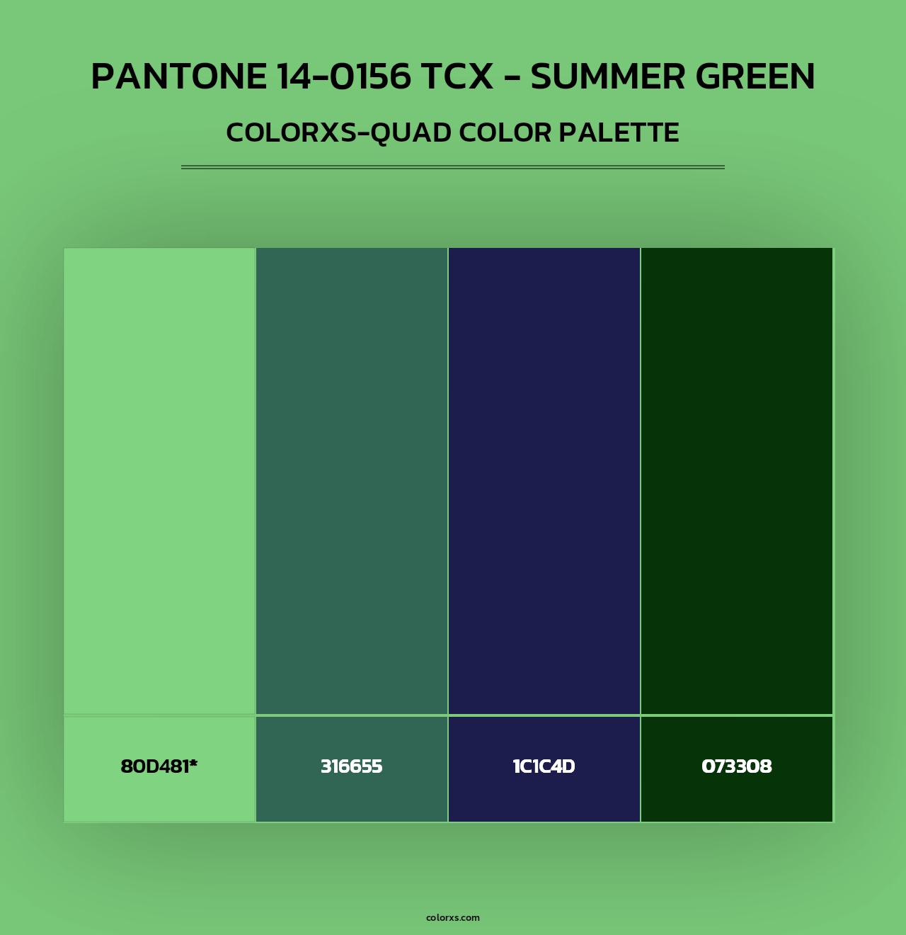 PANTONE 14-0156 TCX - Summer Green - Colorxs Quad Palette
