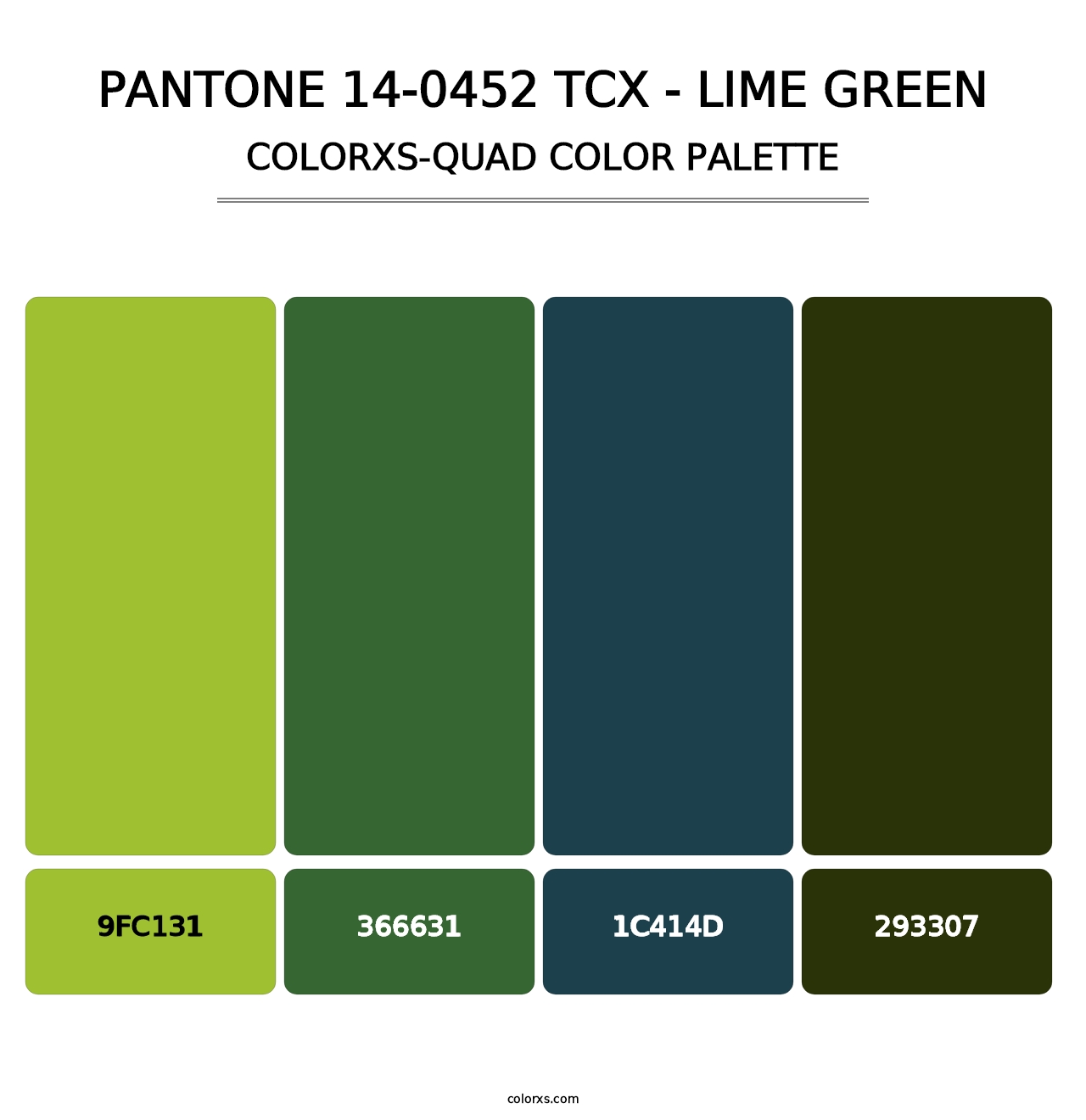 PANTONE 14-0452 TCX - Lime Green - Colorxs Quad Palette
