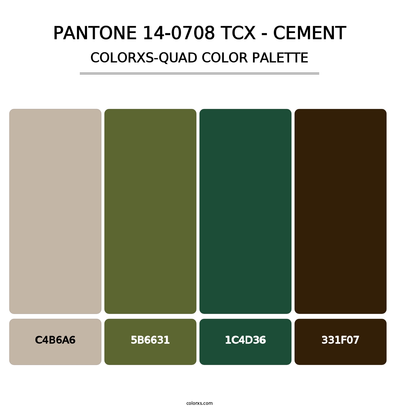 PANTONE 14-0708 TCX - Cement - Colorxs Quad Palette