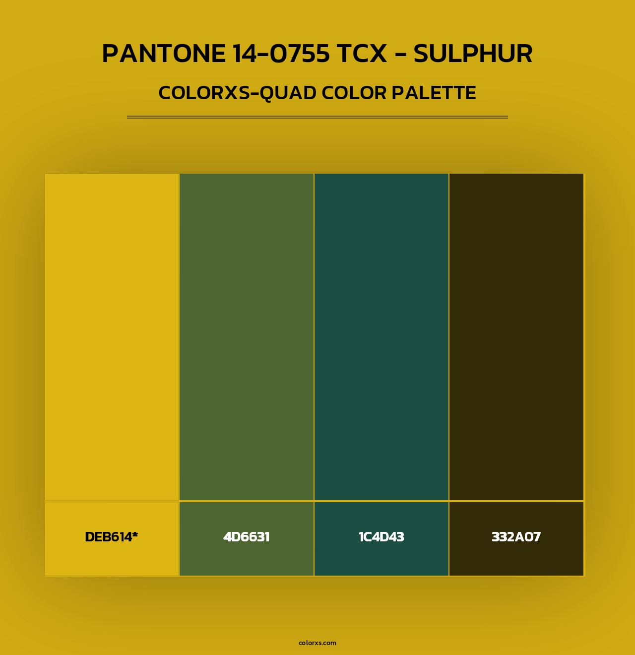 PANTONE 14-0755 TCX - Sulphur - Colorxs Quad Palette