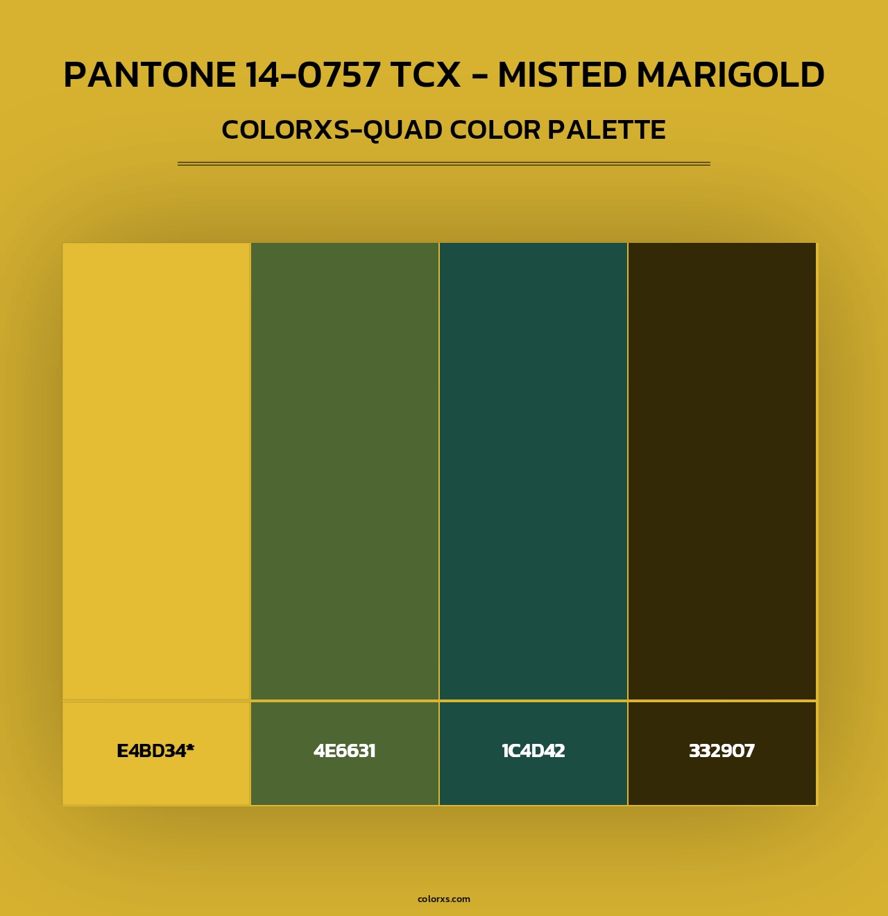 PANTONE 14-0757 TCX - Misted Marigold - Colorxs Quad Palette
