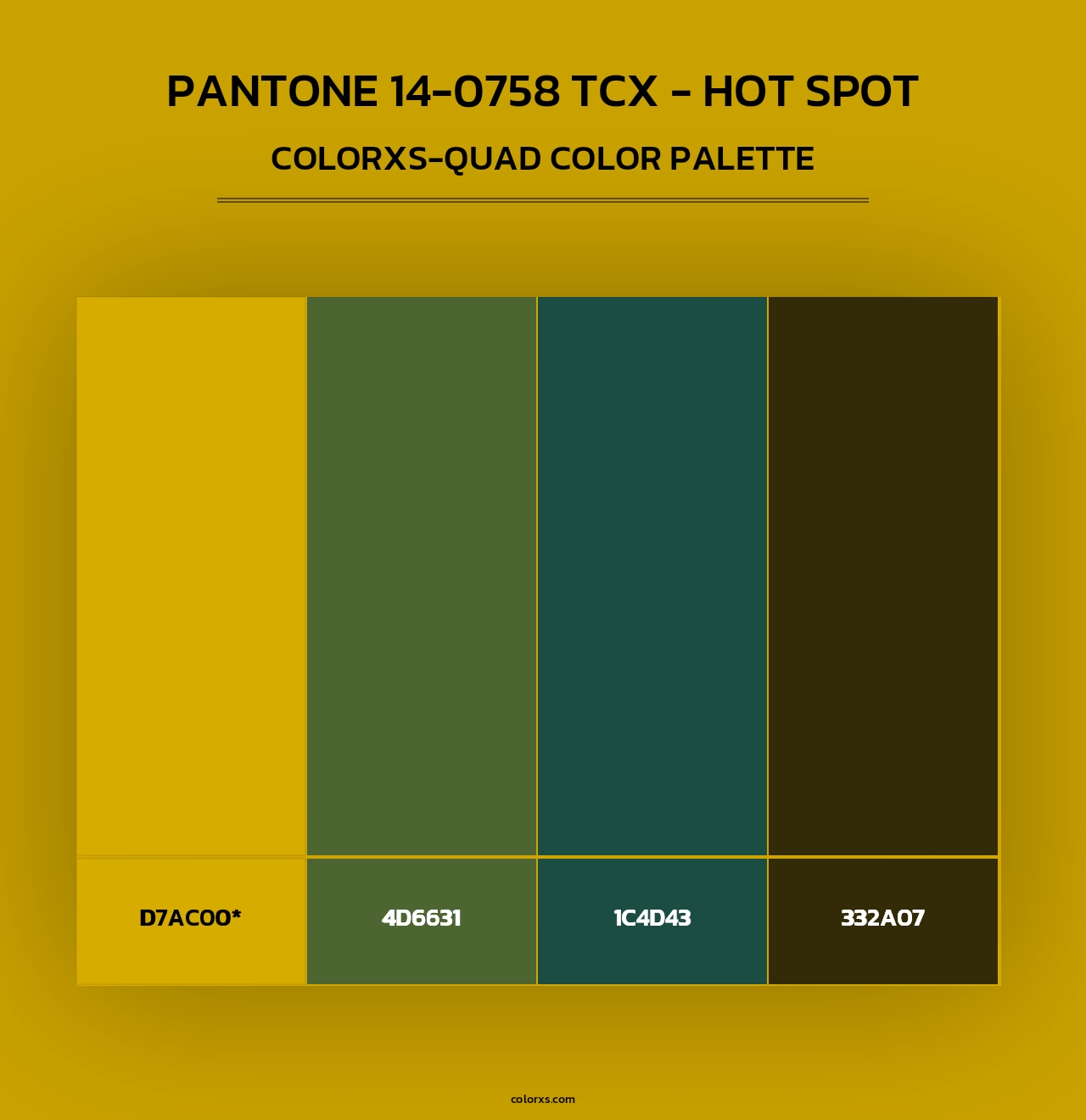 PANTONE 14-0758 TCX - Hot Spot - Colorxs Quad Palette