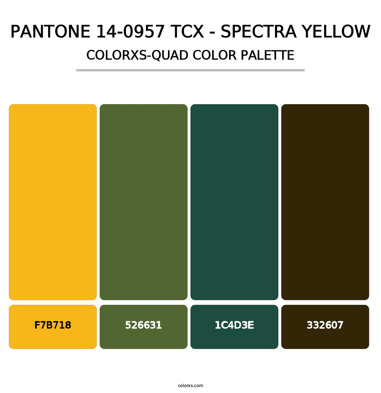 PANTONE 14-0957 TCX - Spectra Yellow - Colorxs Quad Palette