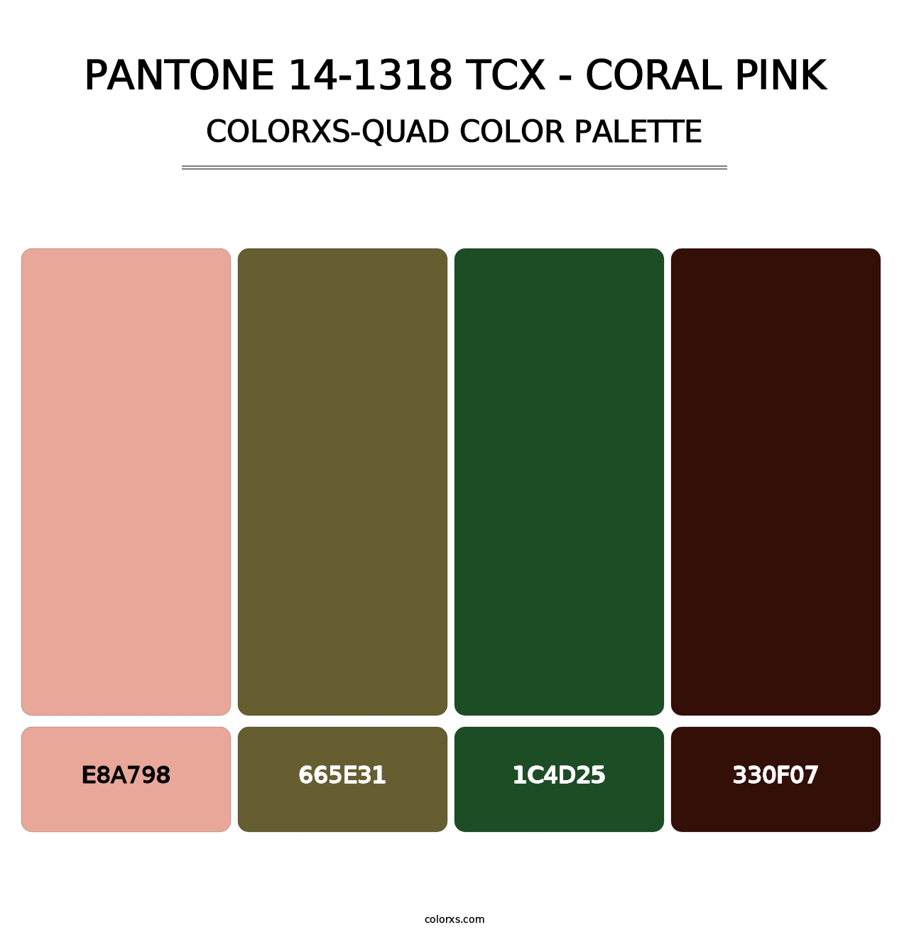 PANTONE 14-1318 TCX - Coral Pink - Colorxs Quad Palette