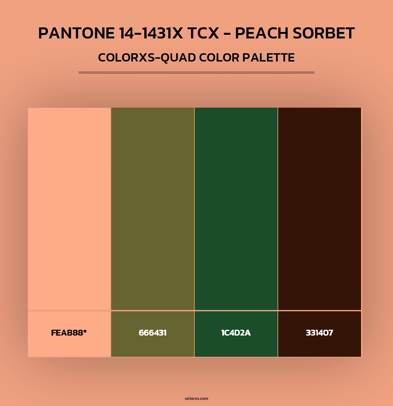 PANTONE 14-1431X TCX - Peach Sorbet - Colorxs Quad Palette