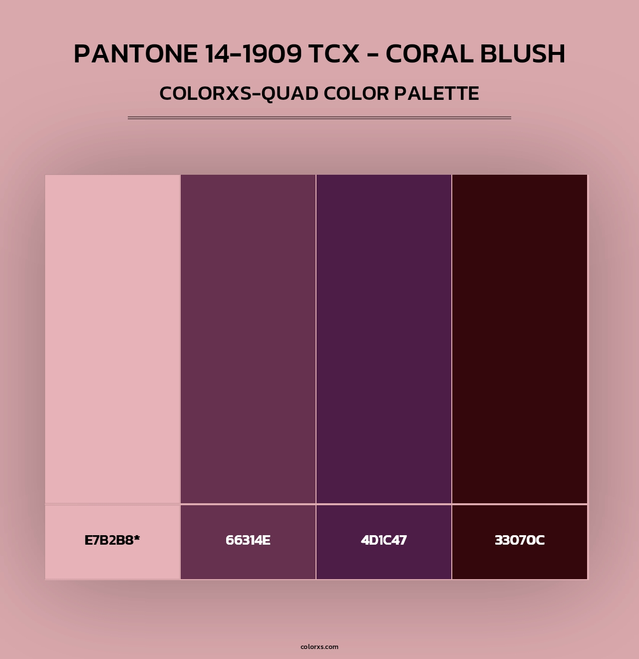 Pantone 14-1909 TCX - Coral Blush - Colorxs Quad Palette