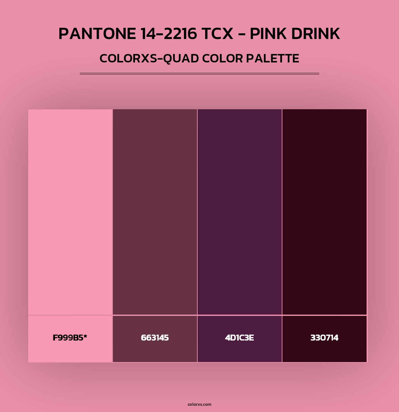 PANTONE 14-2216 TCX - Pink Drink - Colorxs Quad Palette