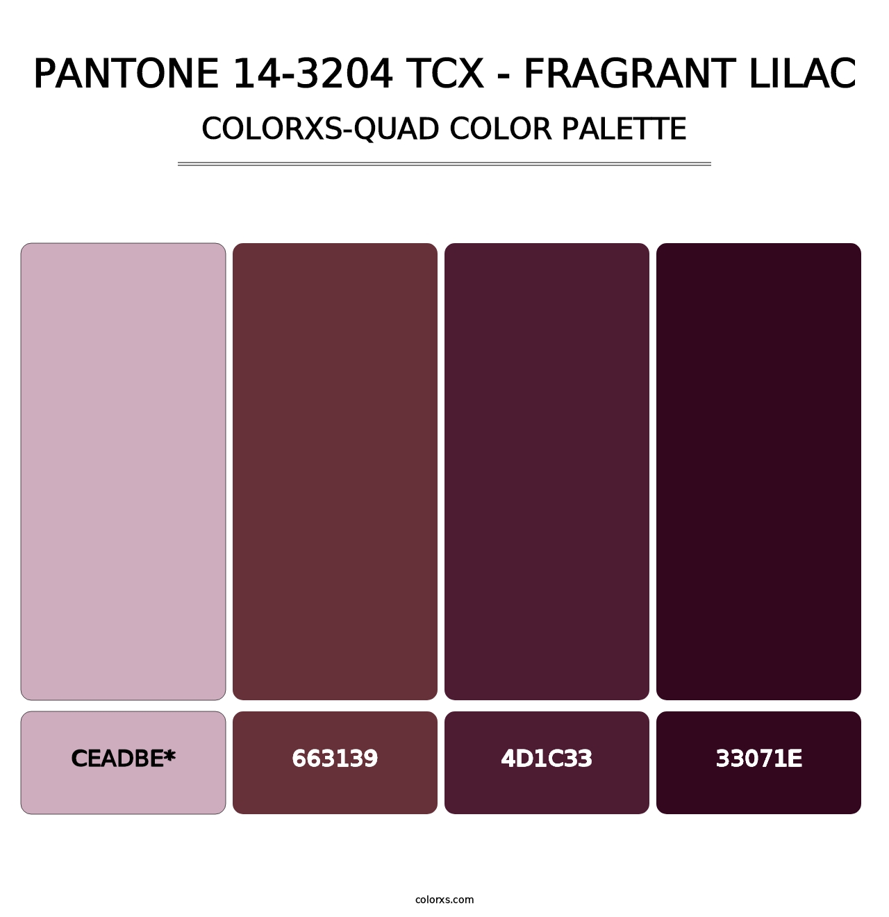 PANTONE 14-3204 TCX - Fragrant Lilac - Colorxs Quad Palette