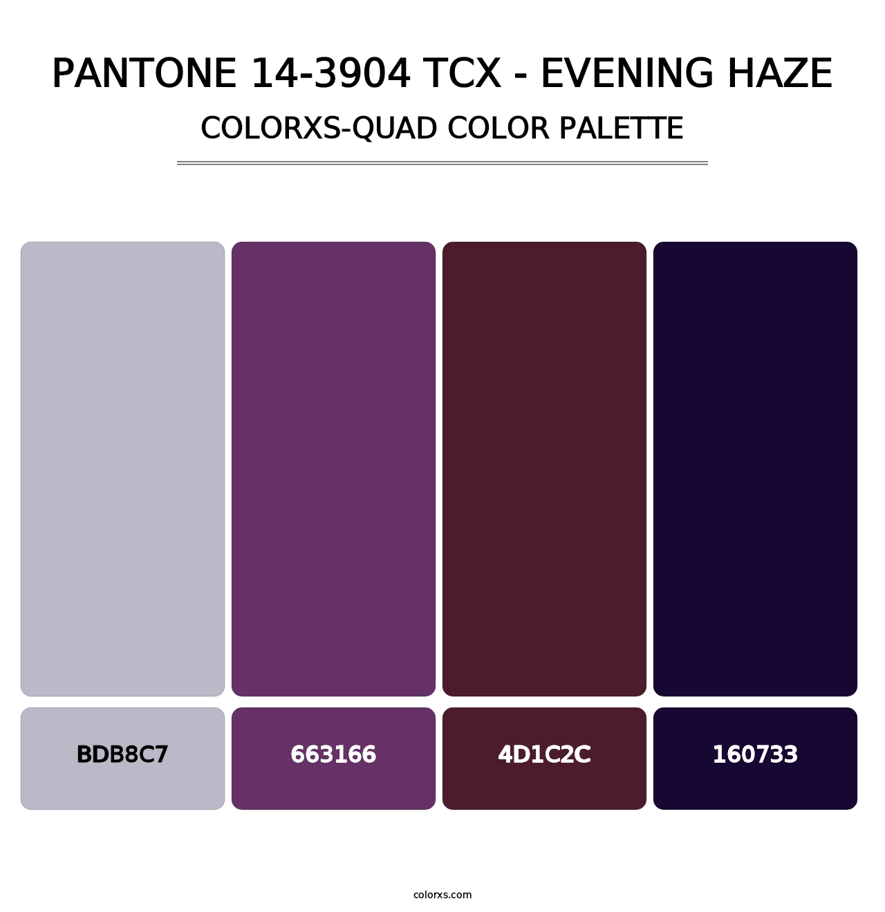 PANTONE 14-3904 TCX - Evening Haze - Colorxs Quad Palette